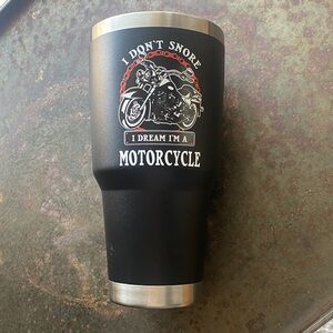 Panvola Black I DONT SNORE I DREAM I’M A MOTORCYCLE Travel 30Oz Tumbler. No Lid
